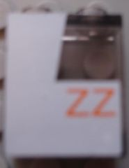 Lego Panel 1 x 2 x 2 - Hollow Studs with Orange 'ZZ' on White Background SW Rebel Snowspeeder Pattern Model Right Side (Sticker) - Set 10129 / Trans-Brown