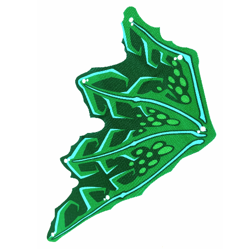 Lego Wing, Left, Dragon, Azure Bones, Green and Dark Green Webbing / [No Color/Any Color]