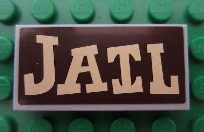 Lego Tile 2 x 4 with 'JAIL' Pattern (Sticker) - Set 7594