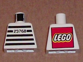Lego Torso Jail Stripes with Number 23768 Pattern - LEGO Logo on Back / White