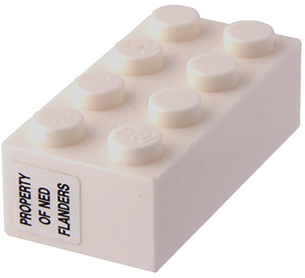 Lego Brick 2 x 4 with 'PROPERTY OF NED FLANDERS' Pattern (Sticker) - Set 71006