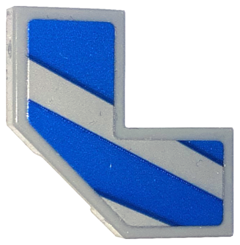 Lego Tile, Modified Facet 2 x 2 with Blue Stripes Pattern Model Right Side (Sticker) - Set 76917