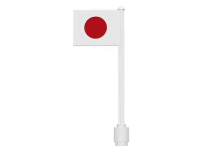 Lego Flag on Flagpole, Straight with Japan Pattern (Stickers)