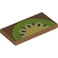 Lego Tile 2 x 4 with Half Kiwifruit Print / Medium Nougat