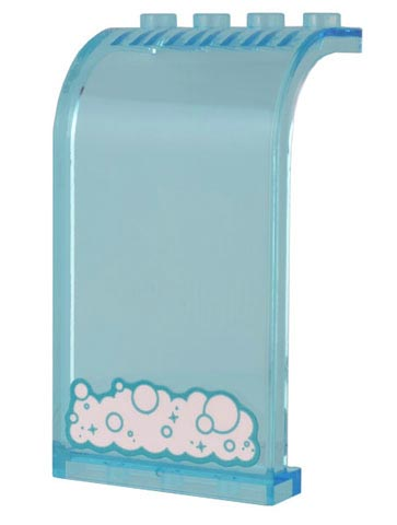 Lego Panel 3 x 4 x 6 Curved Top with White Water Foam with Dark Turquoise Bubbles and Sparkles Pattern (Sticker) - Set 43205