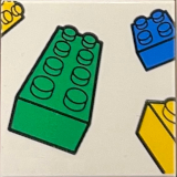 Lego Tile 2 x 2 with Blue, Green and Yellow Bricks Pattern