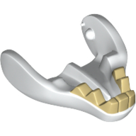 Lego Creature Body Part, Warg Lower Jaw with Tan Teeth Print / White