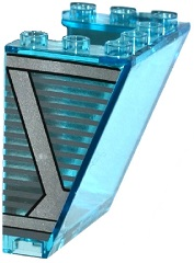 Lego Windscreen 3 x 4 x 4 Inverted, Rounded Top Inside Edges, with Silver Girder and Dark Bluish Gray Stripes Pattern (Sticker) - Set 76038