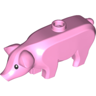 Lego Animal, Pig, Large with Black Eyes and White Pupils Print / Bright Pink