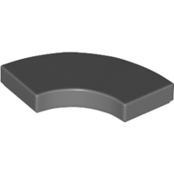 Lego Tile 2 x 2 Curved, Macaroni / Dark Bluish Gray