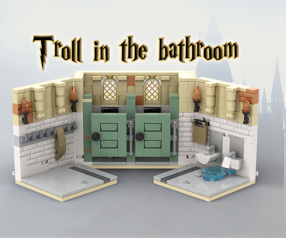 Lego Troll in the bathroom (compatible with 2024 castle)