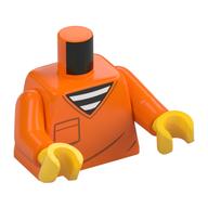 Lego Torso, Sweater/Jumpsuit, Pocket, Black/White Striped Shirt Print, Orange Arms, Yellow Hands / Orange