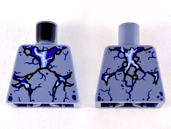 Lego Torso Dark Purple Cracks Pattern / Sand Blue