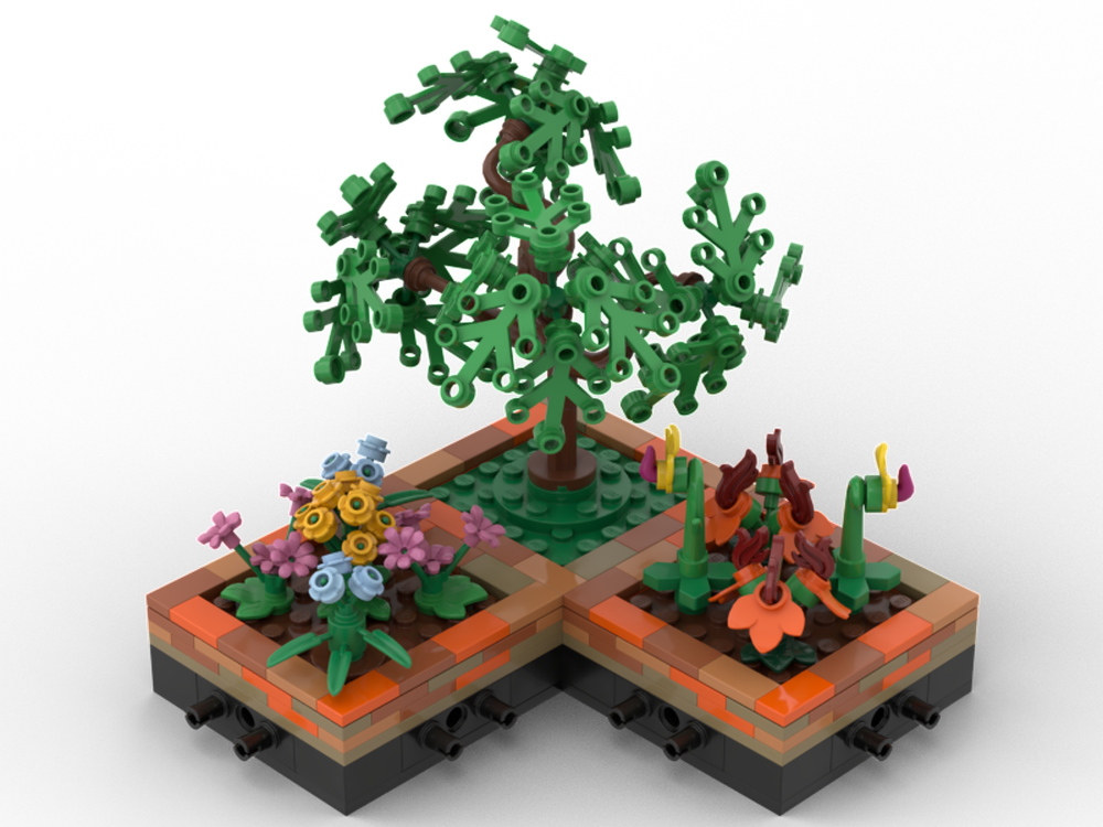 Lego Modular Park/Garden - big flowers, willow tree and exotic flowers
