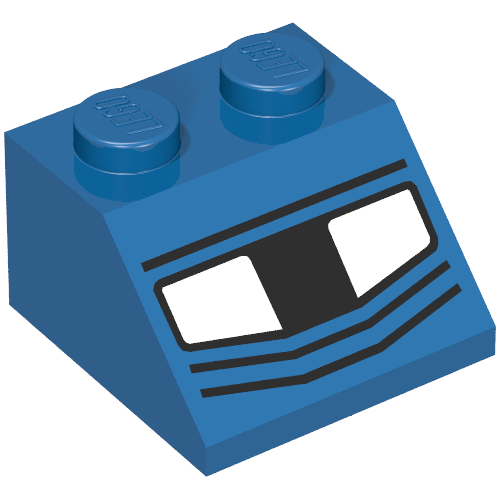 Lego Brick Sloped 45° 2 x 2 with Headlights Print / Blue