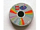 Lego Tile, Round 2 x 2 with CD Pastel Sectors and LEGO Scala Logo Pattern (Sticker) - Sets 3142 / 3159 / Light Gray