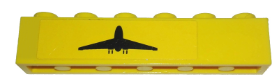 Lego Brick 1 x 6 with Black Airplane Pattern Model Left Side (Sticker) - Set 7891