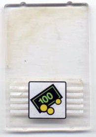 Lego Glass for Window 1 x 4 x 5 with Bank Money 100 Bill and 3 Coins Pattern (Sticker) - Set 1490 / Trans-Clear