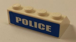 Lego Slope 45 2 x 4 with White 'POLICE' Blue Background Wide Pattern on Backside (Sticker) - Set 7285