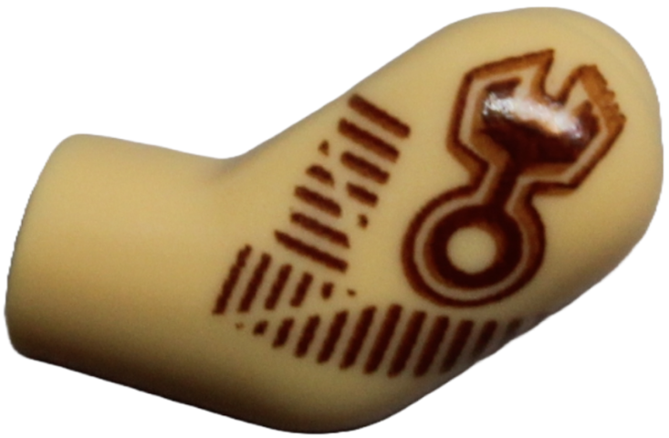 Lego Arm, Left with Reddish Brown Piston and Lines Tattoo Pattern / Warm Tan
