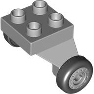 Lego Duplo Airplane Landing Gear with 4 Studs on Top and 2 Wheels [Complete Assembly] / Light Bluish Gray