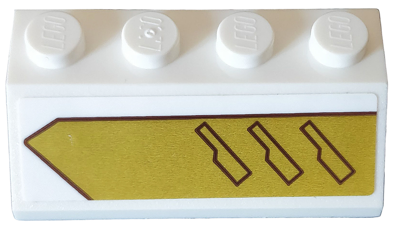 Lego Slope 45 2 x 4 with Vents on Gold Background Pattern Model Right Side (Sticker) - Set 75970