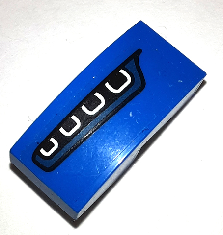 Lego Slope, Curved 2 x 1 x 2/3 with Headlight on Blue Background Pattern Model Right Side (Sticker) - Set 75878 / Blue