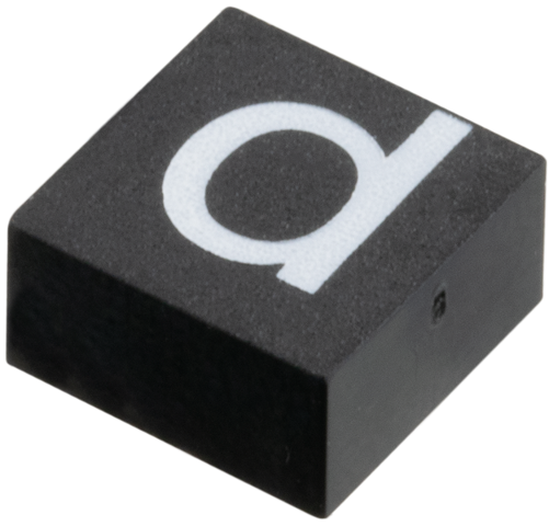 Lego Modulex, Tile 2 x 2 (no Internal Supports) with White Lowercase Letter d / p Pattern / Modulex Black