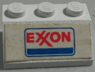 Lego Slope 45 2 x 3 with ﻿Exxon Logo Pattern (Sticker) - Set 554 / White