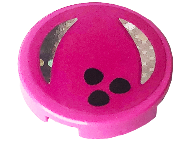 Lego Tile, Round 2 x 2 with Bottom Stud Holder with Bowling Ball with Black Dots and Curved Holographic Highlights Pattern (Sticker) - Set 41708