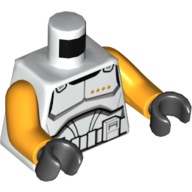 Lego Torso Clone Commander Armor print, Bright Light Orange Arms, Black Hands / White