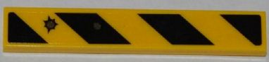Lego Tile 1 x 6 with Black Danger Stripes and 2 Distant Bullet Holes on Transparent Background Pattern (Sticker) - Set 76001