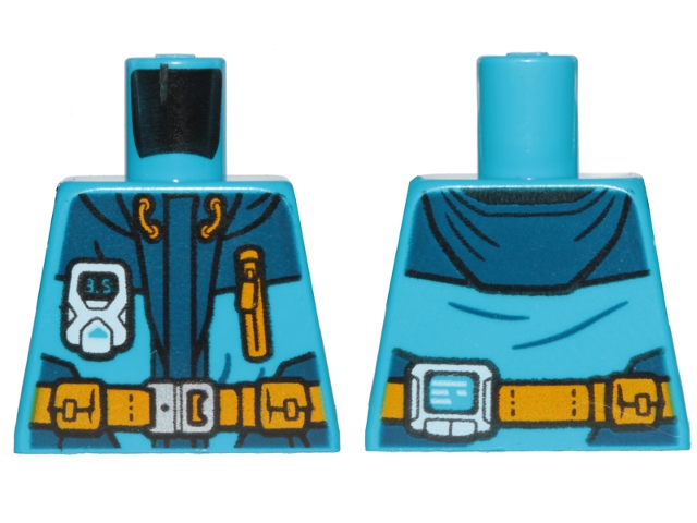 Lego Torso Jacket with Monitor Device, Bright Light Orange Belt and Zipper Pocket Pattern / Dark Azure