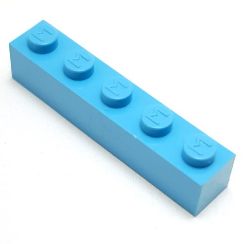 Lego Modulex Brick 1 x 5 with M on Stud / Modulex Pastel Blue