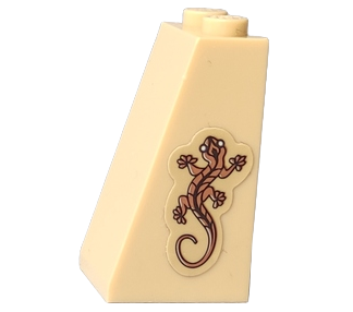 Lego Slope 75 2 x 2 x 3 - Solid Studs with Dark Tan Lizard Pattern (Sticker) - Set 41149 / Tan