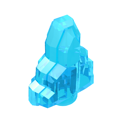 Lego Rock 1 x 2 Crystal Stepped / Trans-Light Blue