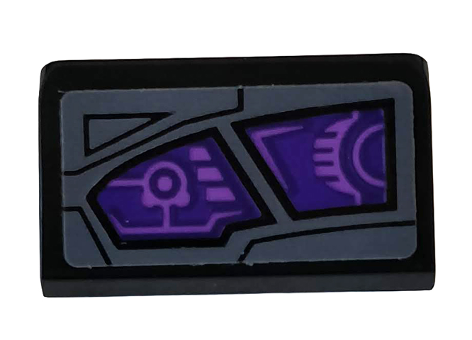 Lego Slope 30 1 x 2 x 2/3 with Purple Sight Pattern Model Left Side (Sticker) - Set 76100 / Black