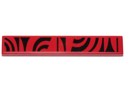 Lego Tile 1 x 6 with Black Curved Stripes Pattern (Sticker) - Set 75215 / Red