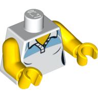 Lego Torso Polo Shirt with Medium Blue Print, Yellow Arms and Hands / White