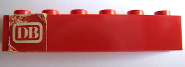 Lego Brick 1 x 6 with 'DB' Pattern (Sticker) - Set 164
