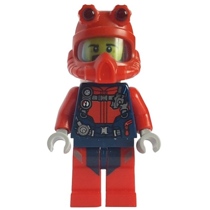 Lego Diver - Dark Blue Torso, Red Legs, Red Helmet, Beard
