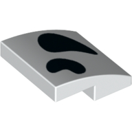 Lego Brick Curved 2 x 2 x 2/3 with Black Dalmatian Spot Print / White
