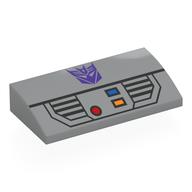 Lego Brick Curved 2 x 4 x 2/3 No Studs with Dark Purple Megatron Symbol, Control Panel Print / Light Bluish Gray