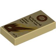 Lego Tile 1 x 2 with Scroll/Parchment with Magic Missile Spell Print / Tan