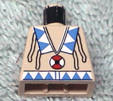Lego Torso Western Indians Triangles, Red/White Amulet Pattern / Tan