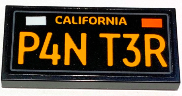 Lego Tile 2 x 4 with 'CALIFORNIA' and 'P4N T3R' Pattern (Sticker) – Set 10304 / Black