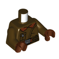 Lego Torso, Coat, Pocket, Belt, Reddish Brown Fur Lining Print, Dark Brown Arms, Reddish Brown Hands