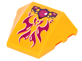 Lego Wedge 4 x 3 Triple Curved No Studs with Magenta Geometric Dragon Scales and Swirls Pattern (Sticker) - Set 41175