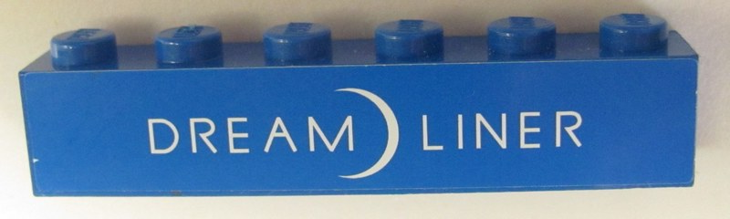 Lego Brick 1 x 6 with 'DREAMLINER' and Crescent Moon Pattern (Sticker) - Set 10177