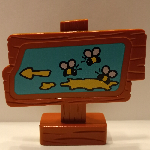 Lego Duplo Sign, Wood Grain with Bees, Honey and Arrow Print